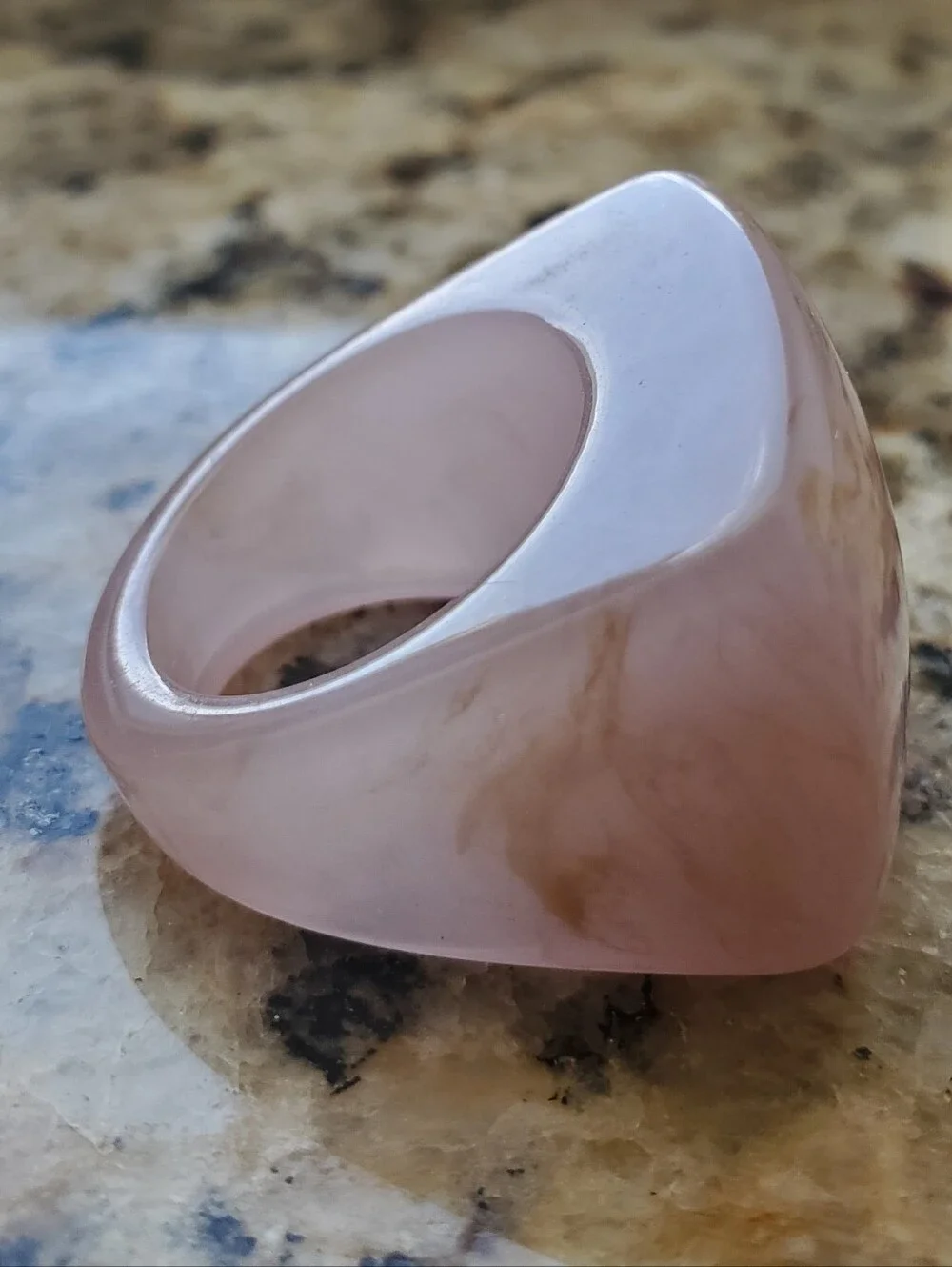 Square Resin Cabochon in Dusty Rose Ring